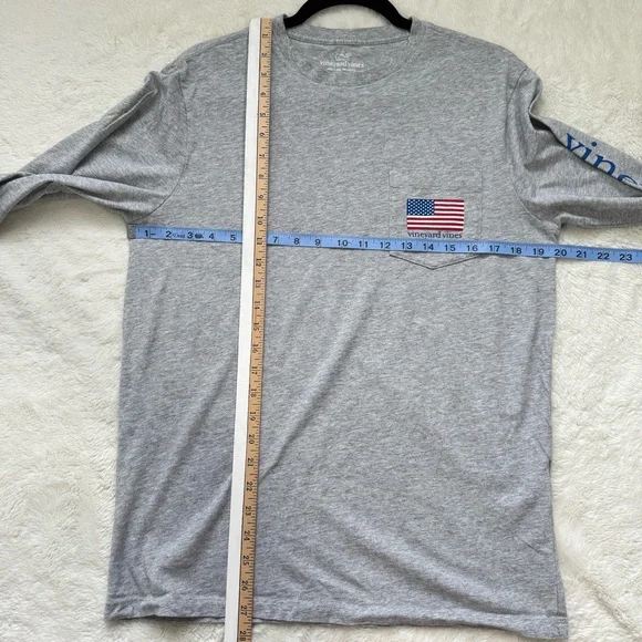 Vineyard Vines Long Sleeve Pocket Tee Men's Small Gray Flag Lacrosse Americana‎ - Picture 11 of 12